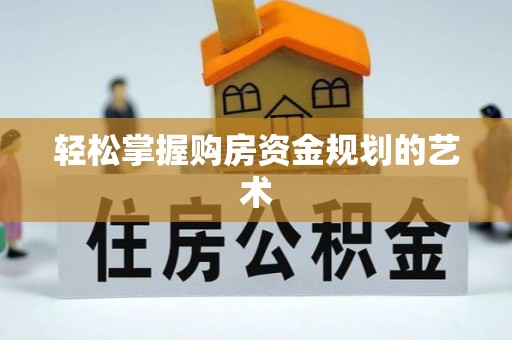 洛龙轻松掌握购房资金规划的艺术